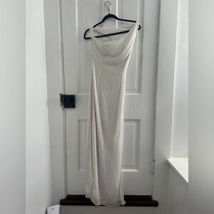 Y2K Ivory Sequin Draped Dress
